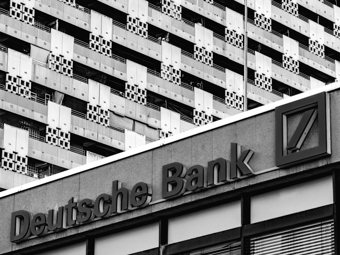 Deutsche bank building facade with repeating pattern